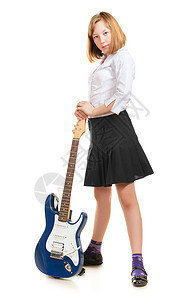 少女摇滚星孩子童年幸福乐器喜悦造型冒充女孩音乐衬衫图片