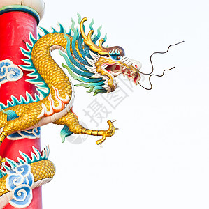 中国寺庙的龙雕像天空旅行艺术建筑学动物蓝色祷告装饰品旅游小路图片