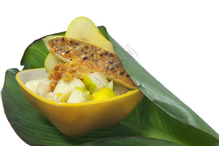 带有热带水果的沙拉情调活力食物白色药品果汁异国甘蔗图片