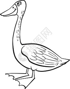 卡通鹅彩色页面羽毛农场尾巴染色家禽黑色艺术绘画鸭子卡通片图片