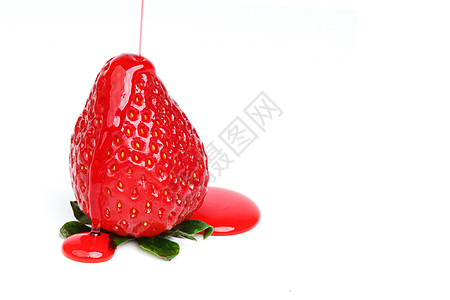 糖浆中的草莓饮食团体液体宏观果实食物流动生活叶子早餐图片