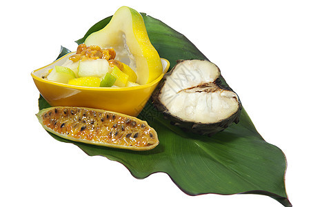 带有热带水果的沙拉食物药品白色甘蔗异国果汁活力情调图片