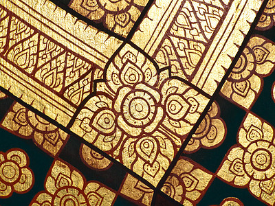 古老的泰国传统艺术绘画 在寺庙作为背景装饰品装饰线条墙纸旅游古董手指文化建筑学金子图片