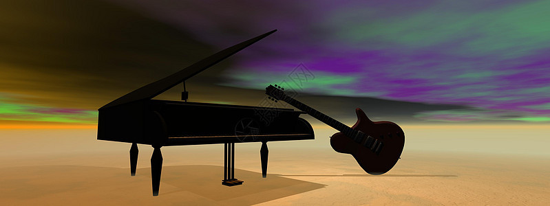 钢琴和吉他插图音乐岩石框架乐器象牙旋律文化爵士乐黑色图片