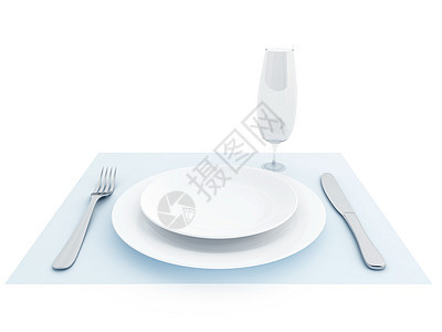干净的餐盘 叉子 刀和晚餐一杯图片
