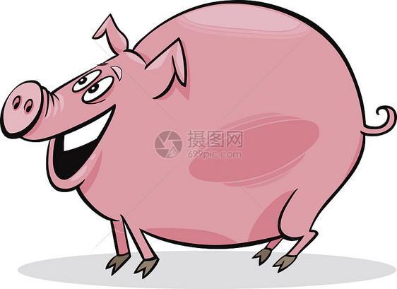 漫画猪卡通片猪肉绘画哺乳动物快乐微笑尾巴小屋插图国家图片