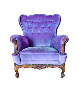 与剪切路径隔绝的紫色豪华椅子家具蓝色奢华扶手椅皮革雕刻风格装潢衣服沙发图片