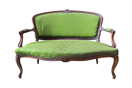 与剪切路径隔绝的旧绿色豪华椅子风格雕刻蓝色座位奢华扶手椅装饰沙发皮革家具图片
