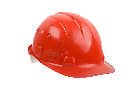 红头盔工作服头饰红色背景图片