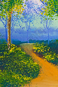 在森林中画彩画的海报绘画黄色艺术刷子调色板孩子工作室森林纤维插图图片