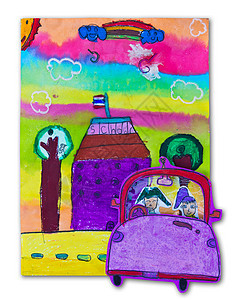 八岁小孩的画画调色板插图卡通片艺术家艺术纤维风景家庭孩子帆布图片