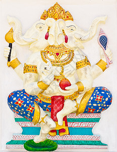 印度或印度教神称蓝色齿轮信仰象牙吉祥宽慰化身宗教树干描写图片