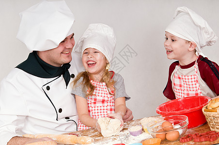 厨师用具孩子菜肴篮子面包师乐趣滚动包子幸福微笑图片