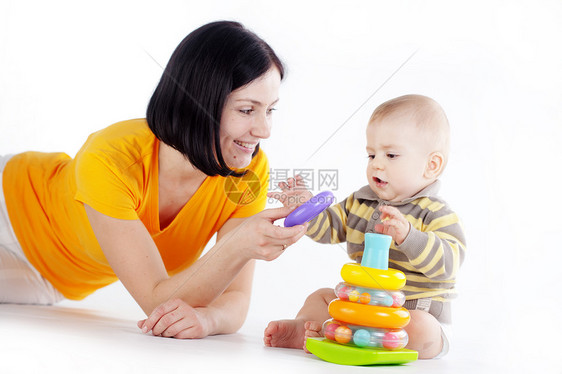 母母亲女孩教育女性婴儿孩子父母育儿微笑玩具快乐图片