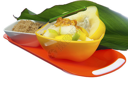 带有热带水果的沙拉食物白色情调异国活力甘蔗果汁药品图片