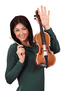 装着小提琴的漂亮女孩图片