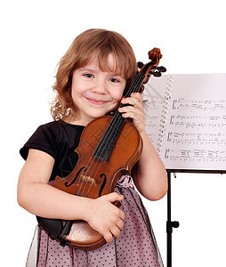 装着小提琴的小女孩图片