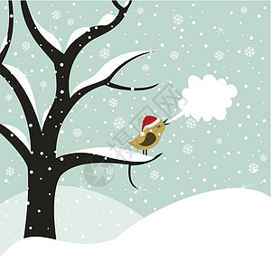 圣诞鸟尾巴灰雀插图荒野叶子环境卡片框架花瓣木头图片