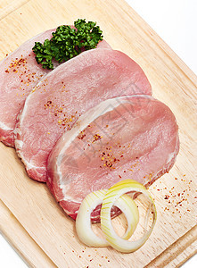 猪肉印章木板白色牛扒食物粉色牛肉红色图片
