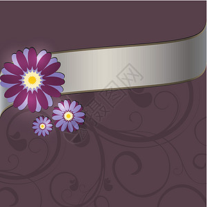 花色紫底背景装饰品卷曲横幅植物人框架插图曲线控制板叶子艺术图片