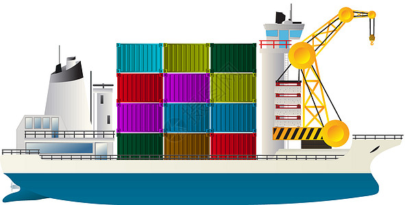 集装箱船舶后勤船运导航交通起重机侧影货运艺术海洋货物图片