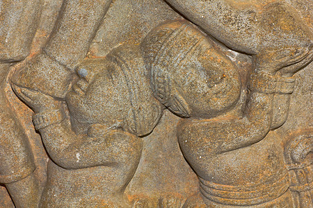 雕刻在寺庙墙上的土著艺术装饰宗教金子风格建筑故事佛教徒框架模具工艺图片