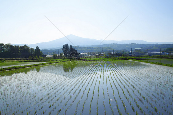 希马卡米山和牧地景观村庄场地田园蓝色农场国家绿色蓝天天空图片