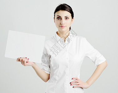 有纸有纸的妇女白色卡纸女士广告手臂女性笔记女孩商业海报图片