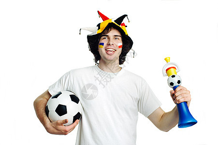 球和喇叭足球风扇音乐男性噪音乐器抛光热情锦标赛体积国家塑料图片