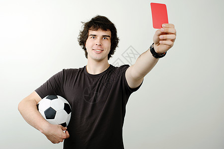 红卡黑色运动法官手指游戏裁判衬衫足球卡片背景图片
