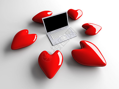 笔记本电脑在爱屏幕伙伴婚姻展示键盘约会监视器晶体管硬件薄膜图片