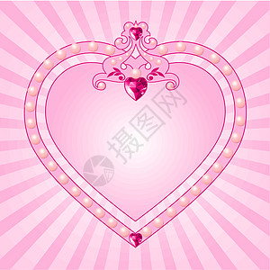 粉红公主框架标语庆典心形贵族粉色女婴公告生日广告牌童话图片