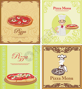 Pizza 菜单模板框架涂鸦茶点午餐厨师办公室商业厨房送货插图图片