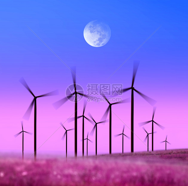 风力涡轮机光影轮机全球创新发电机场地气候环境工业活力星星图片