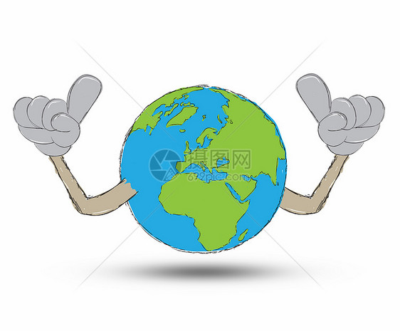 绘制的地球手牙齿生态环境吉祥物绿色蓝色夹子草图艺术品世界图片
