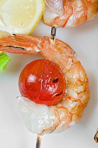 烤虾美食沙拉贝壳黄瓜柠檬营养饮食海鲜餐厅宏观图片