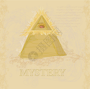 古代金字形眼设计眼睛金字塔框架日志代码石匠雕刻羊皮纸邮票棕褐色图片
