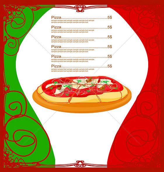 Pizza 菜单模板送货餐厅卡片办公室盘子装饰品商业框架涂鸦身份图片
