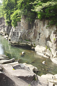 的山谷genbi公园岩石绿色溪流旅行天空蓝色假期图片