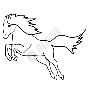 黑马运动骑术黑色野马马背力量草图插图赛马自由图片