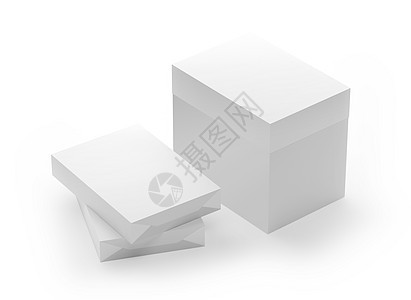 纸箱插图个性剪裁立方体纸板白色盒子店铺商品包装背景图片