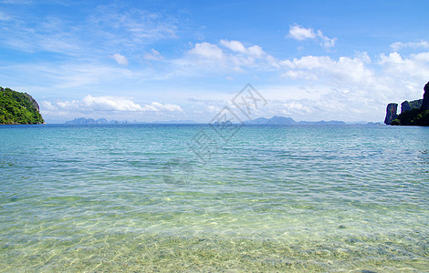 泰国海景天堂蓝色风景晴天海岸情调异国悬崖岩石图片