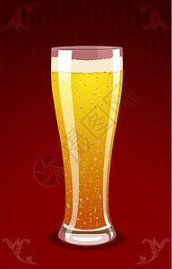 红背景啤酒杯的矢量插图Name图片