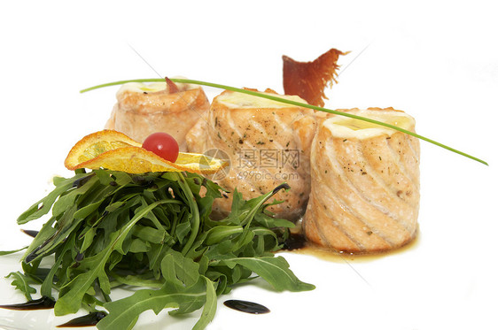 炸鱼鱼片海鲜食物盘子沙拉养分营养午餐柠檬晚餐图片