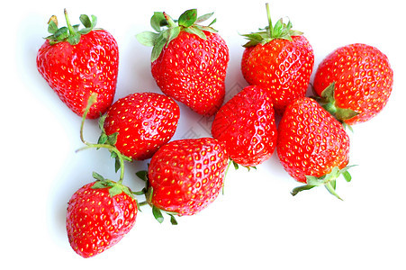 草莓水果红色白色收成浆果营养饮食叶子甜点食物小吃图片