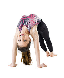 体操女孩影棚头发锻炼灵活性小女孩拉伸力量孩子专注运动图片