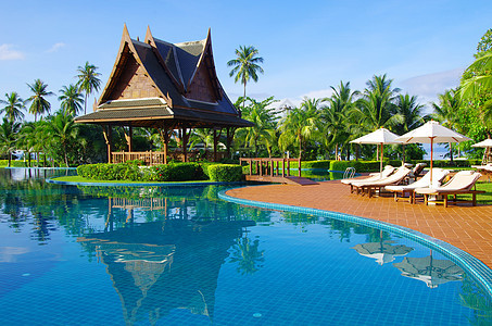 泰国的泳池 游泳池浮潜蓝色温泉训练俱乐部海景别墅热带水池闲暇图片