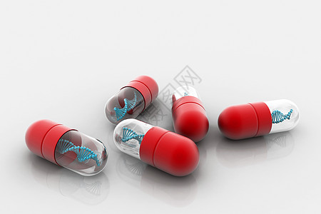 红色基因3D号胶囊内Dna的 Dna插图背景