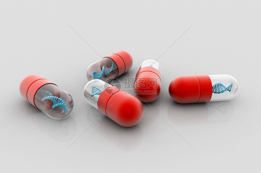 胶囊中Dna活力染色体青色基因化学品抗生素科学化学治疗医疗图片