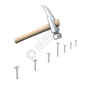 锤和铁甲白色公用事业插图拆卸钥匙金属指甲建造锤子硬件图片